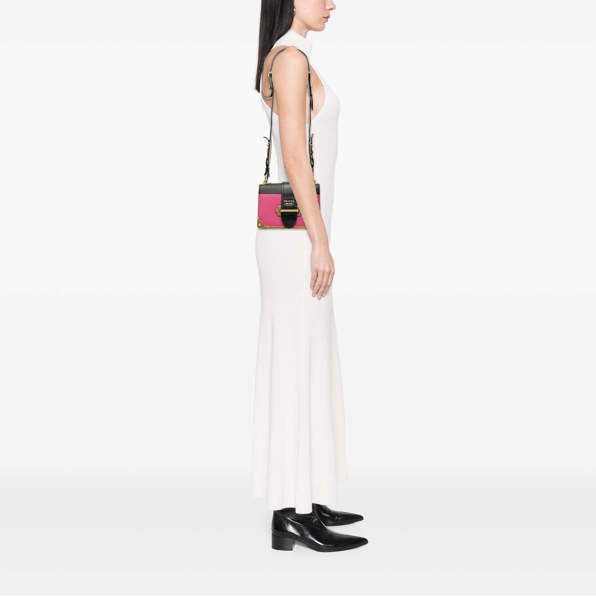 Prada Saffiano Trimmed City Calf Cahier Crossbody
