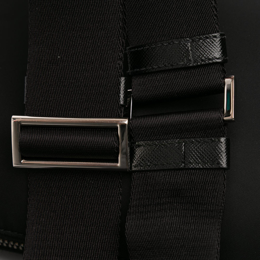 Prada Saffiano Trimmed Re Nylon Zip Top Crossbody