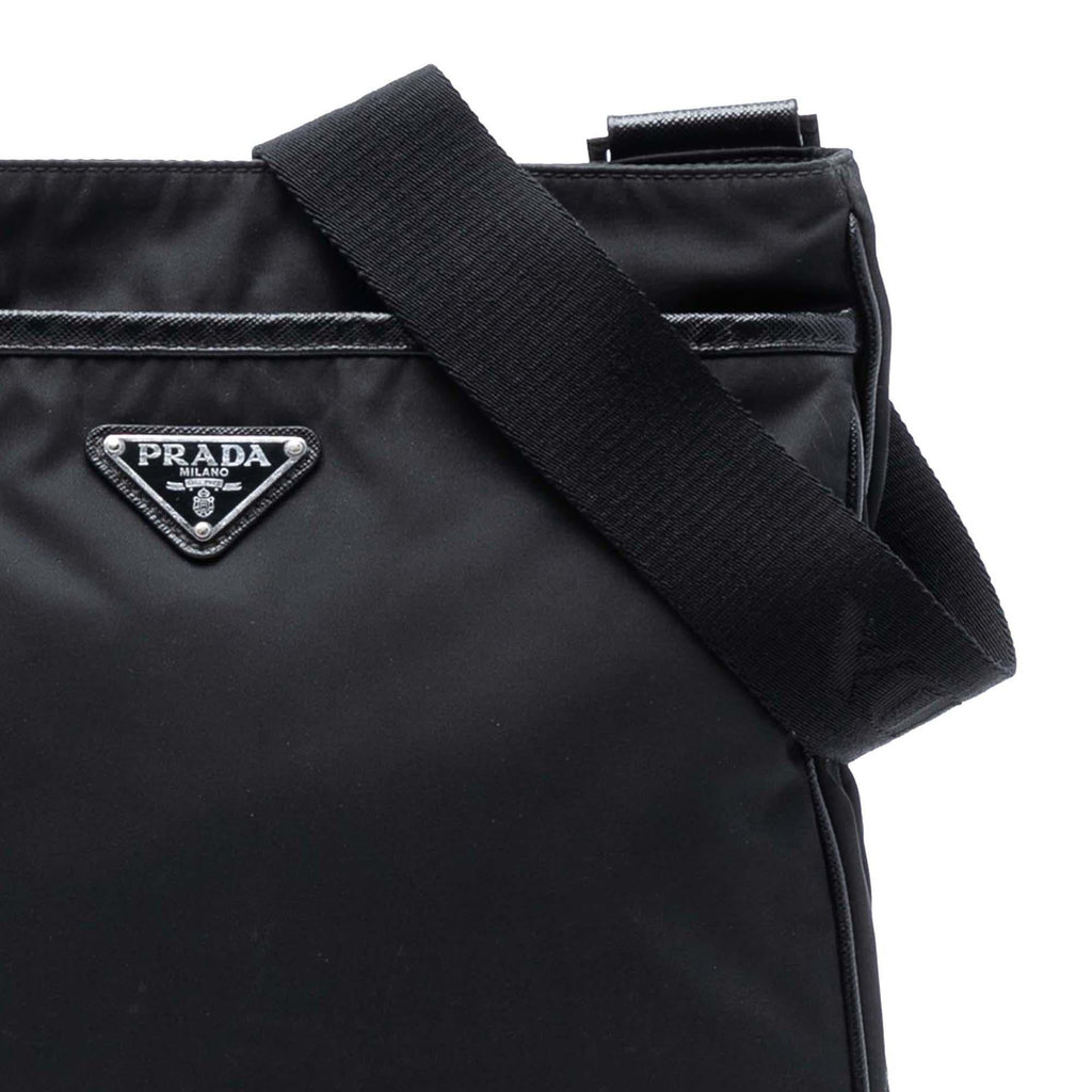 Prada Saffiano Trimmed Re Nylon Zip Top Crossbody