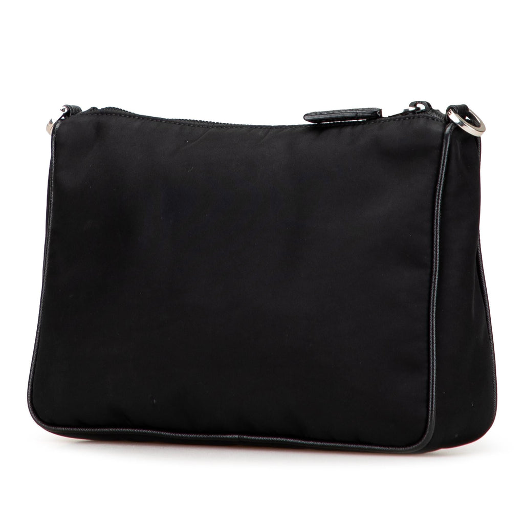 Prada Saffiano Trimmed Re Nylon Zip Top Crossbody