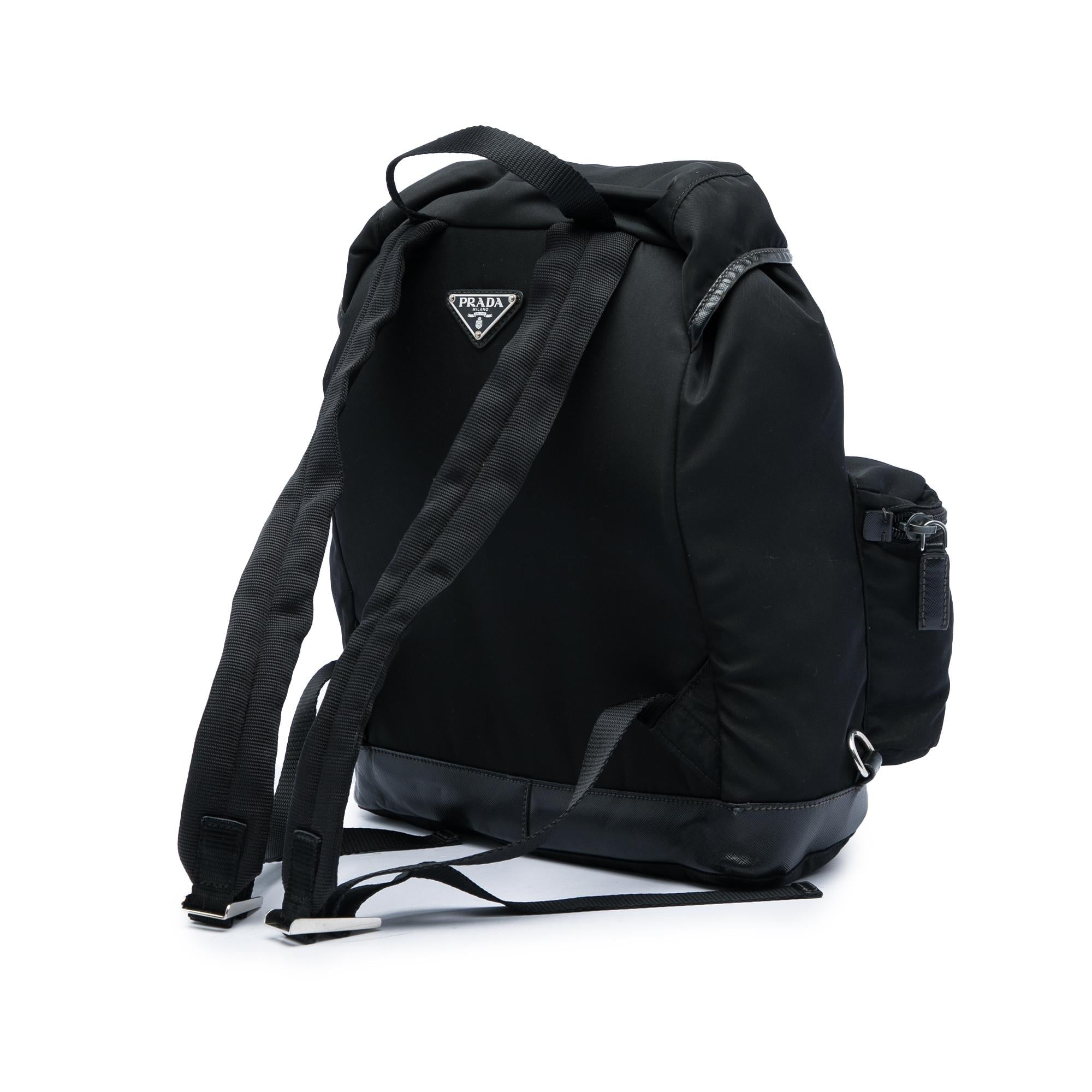 Prada Saffiano Trimmed Tessuto Backpack