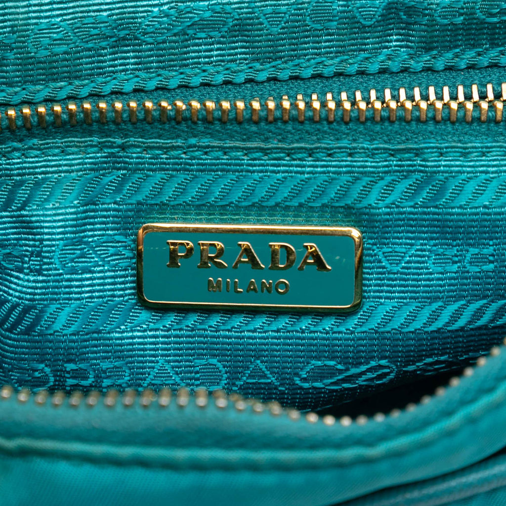 Prada Saffiano Trimmed Tessuto Chain Crossbody