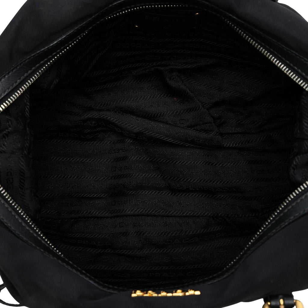 Prada Saffiano Trimmed Tessuto Logo Satchel