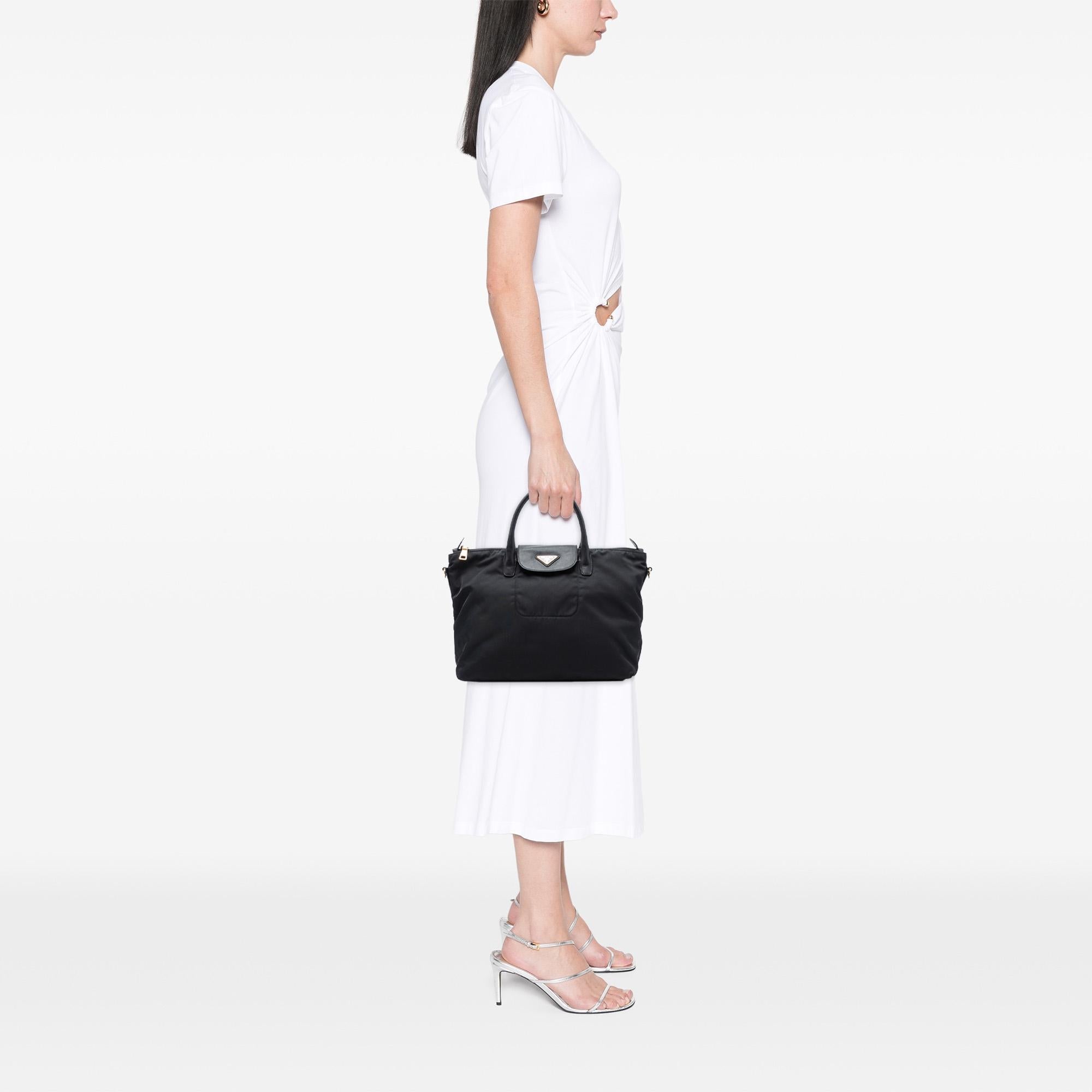 Prada Saffiano Trimmed Tessuto Satchel