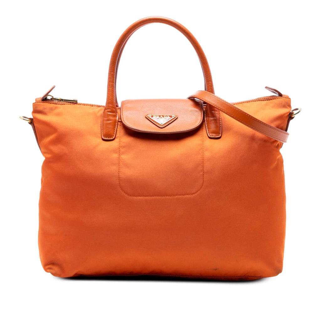 Prada Saffiano Trimmed Tessuto Satchel