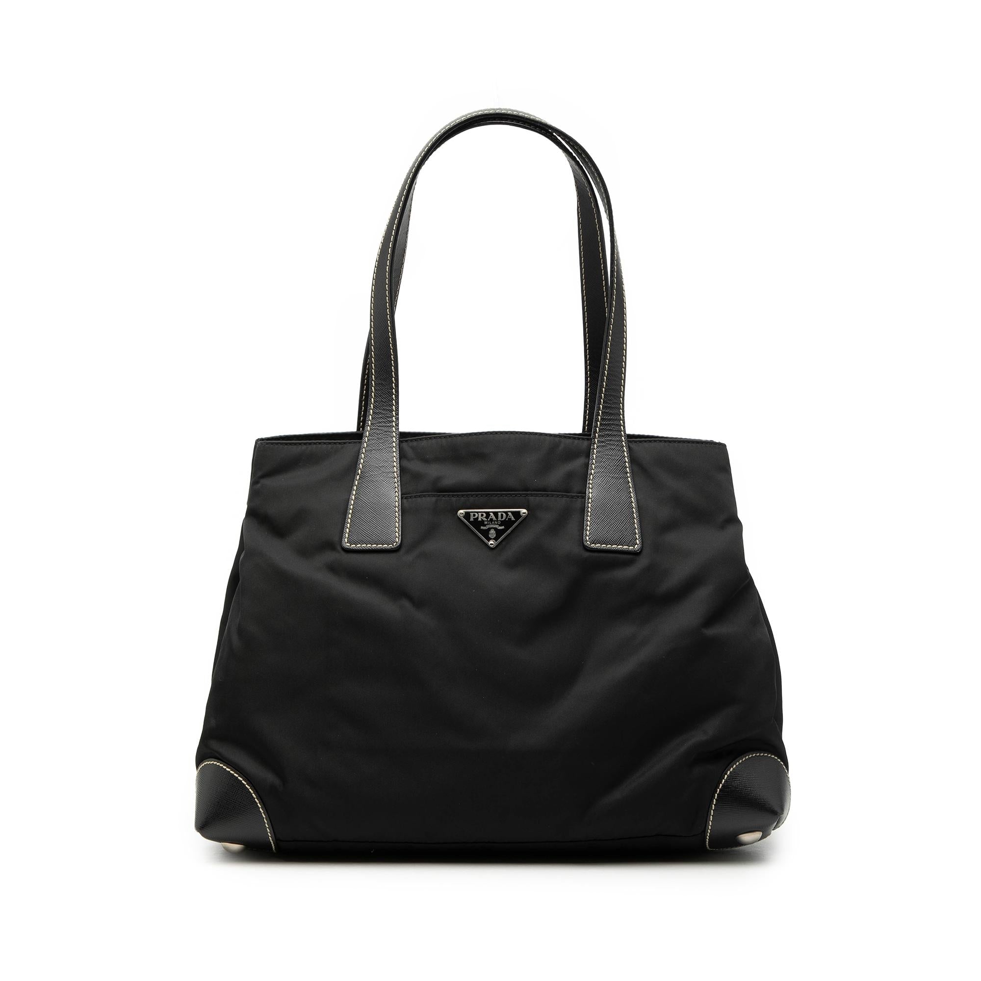 Prada Saffiano Trimmed Tessuto Shopper Tote