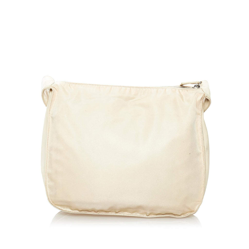 Prada Saffiano Trimmed Tessuto Shoulder Bag (SHG-32896)