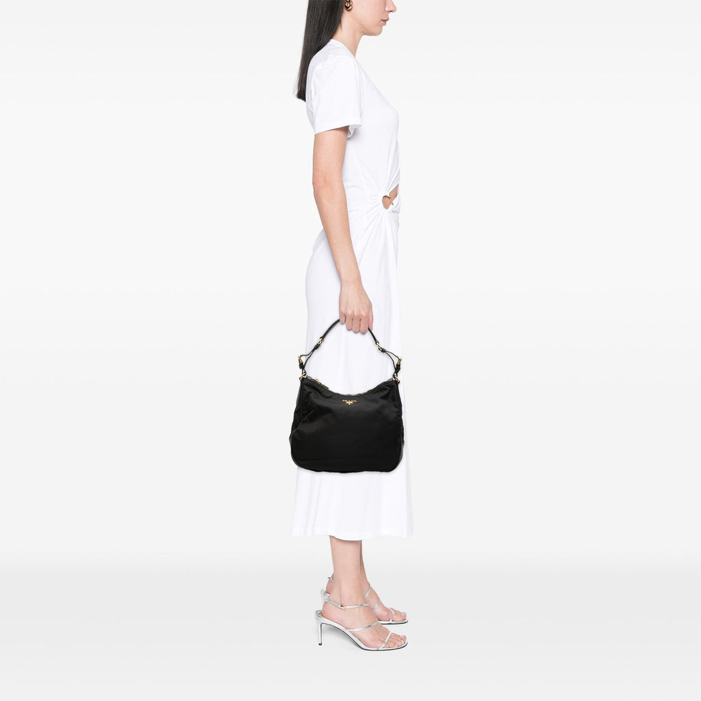 Prada Saffiano Trimmed Tessuto Shoulder Bag