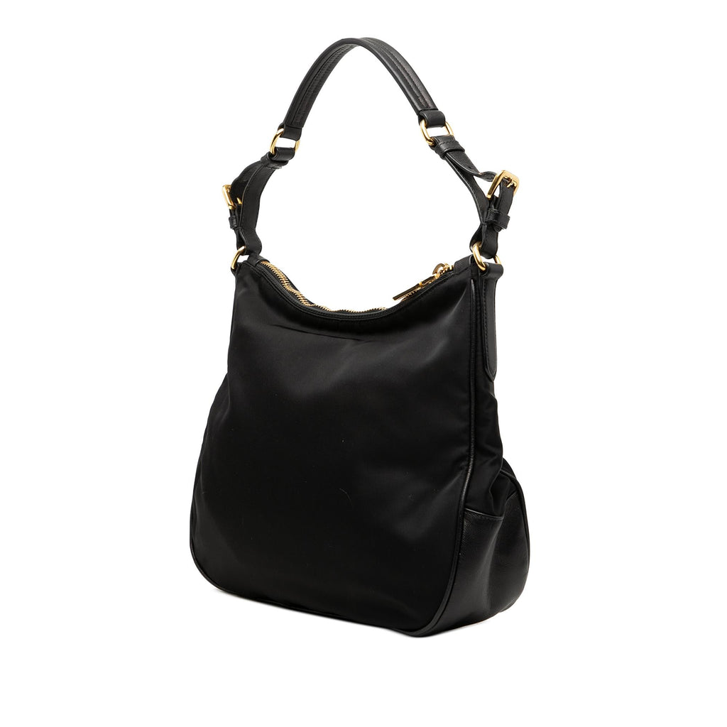 Prada Saffiano Trimmed Tessuto Shoulder Bag