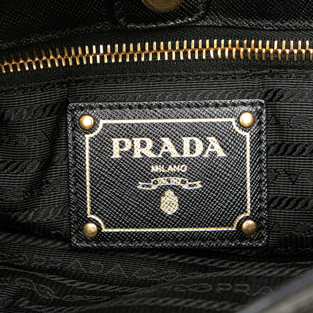 Prada Saffiano Trimmed Tessuto Snap Crossbody