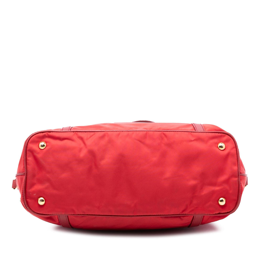 Prada Saffiano Trimmed Tessuto Zip Top Convertible Tote