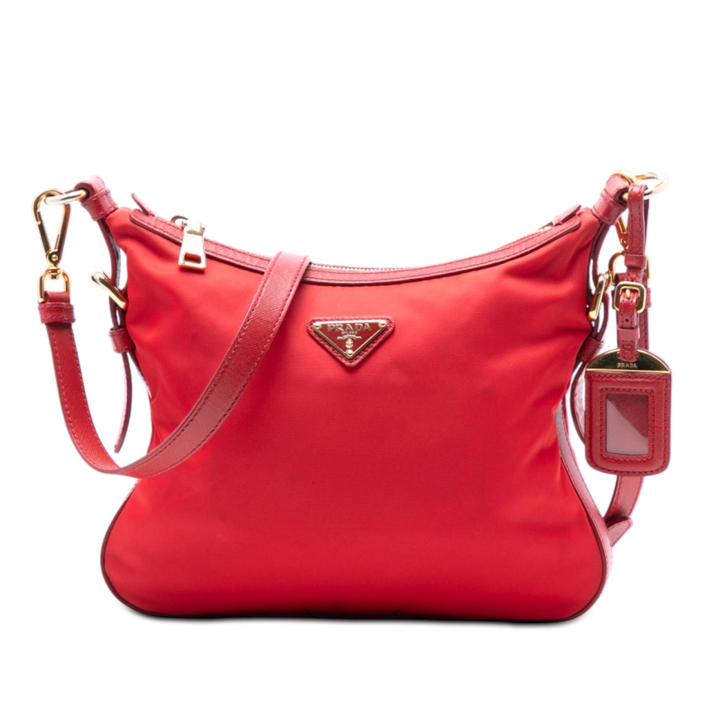 Prada Saffiano Trimmed Tessuto Zip Top Crossbody
