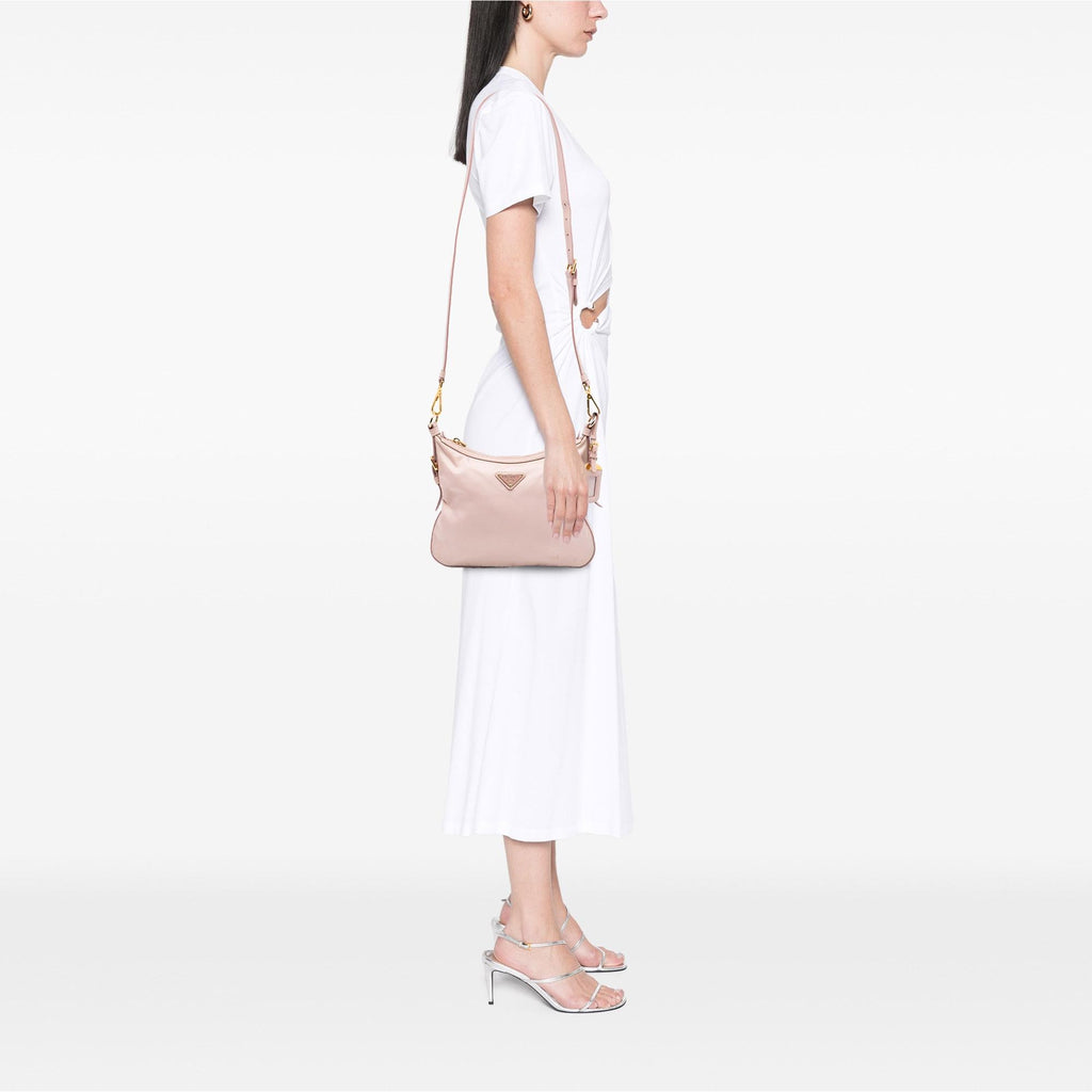 Prada Saffiano Trimmed Tessuto Zip Top Crossbody