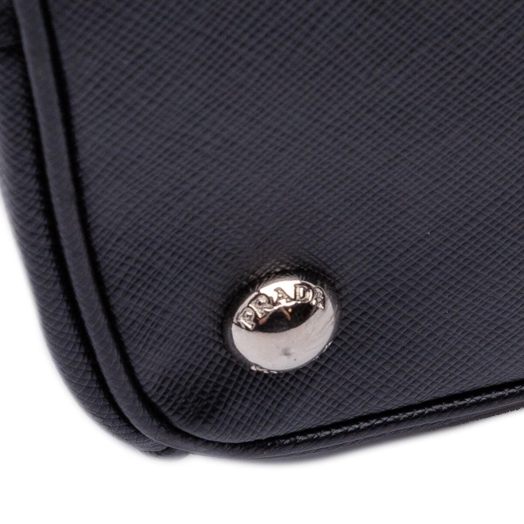 Prada Saffiano Turnlock Double Zip Studded Tote