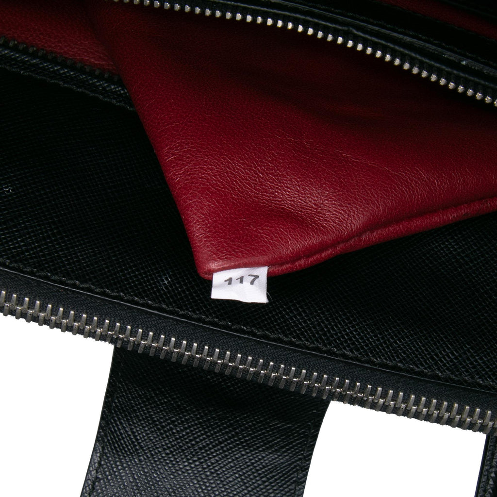 Prada Saffiano Turnlock Double Zip Studded Tote