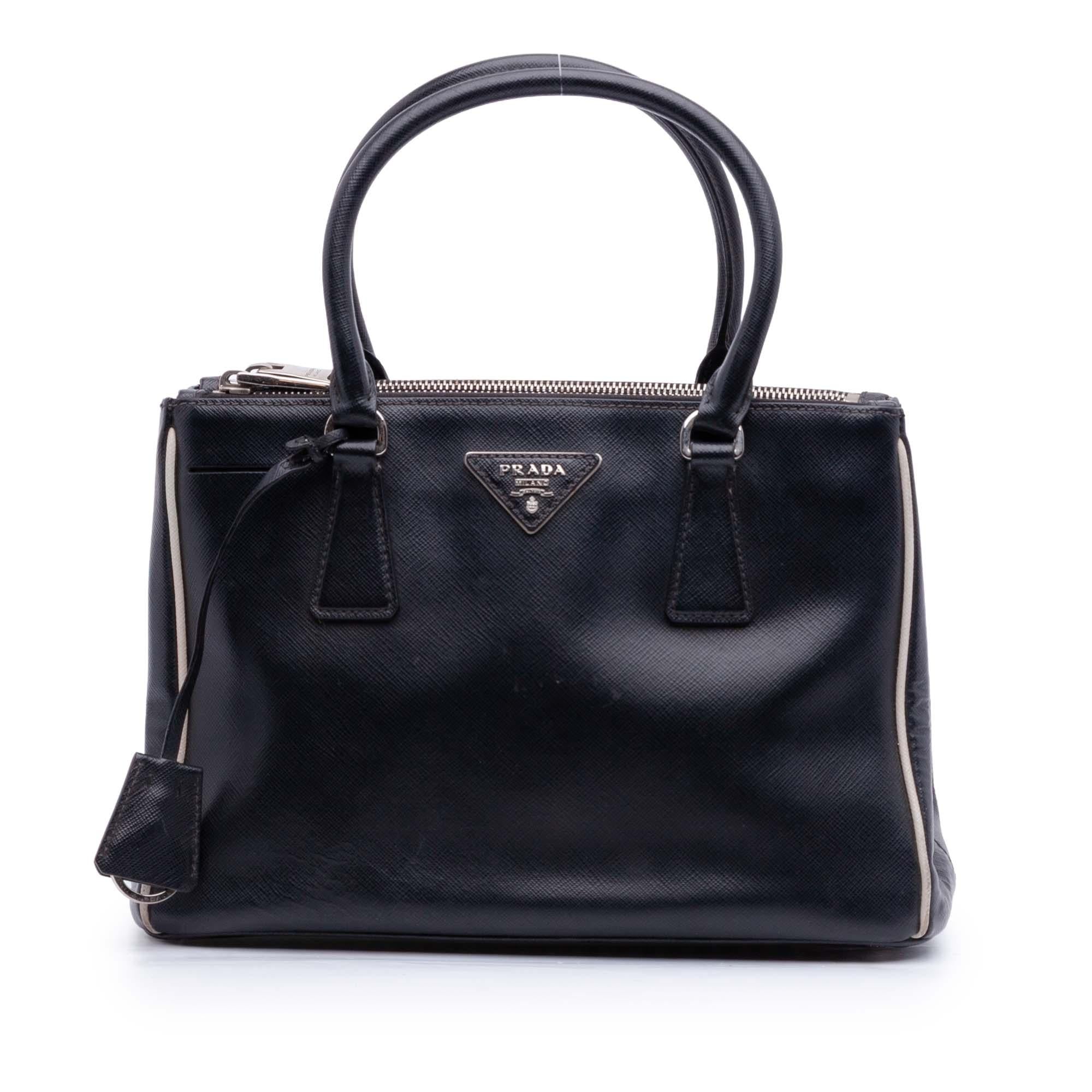 Prada Small Bicolor Saffiano Lux Galleria Double Zip Satchel