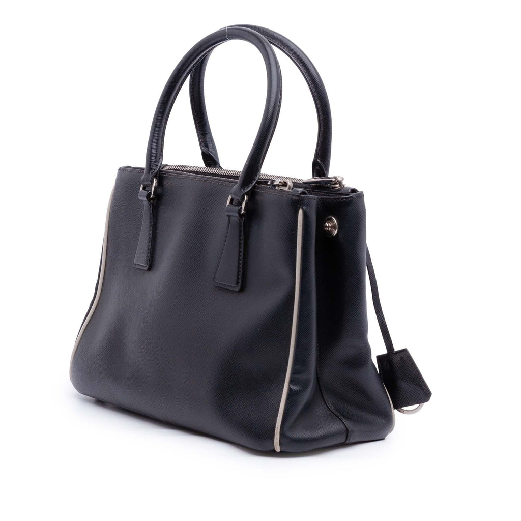 Prada Small Bicolor Saffiano Lux Galleria Double Zip Satchel