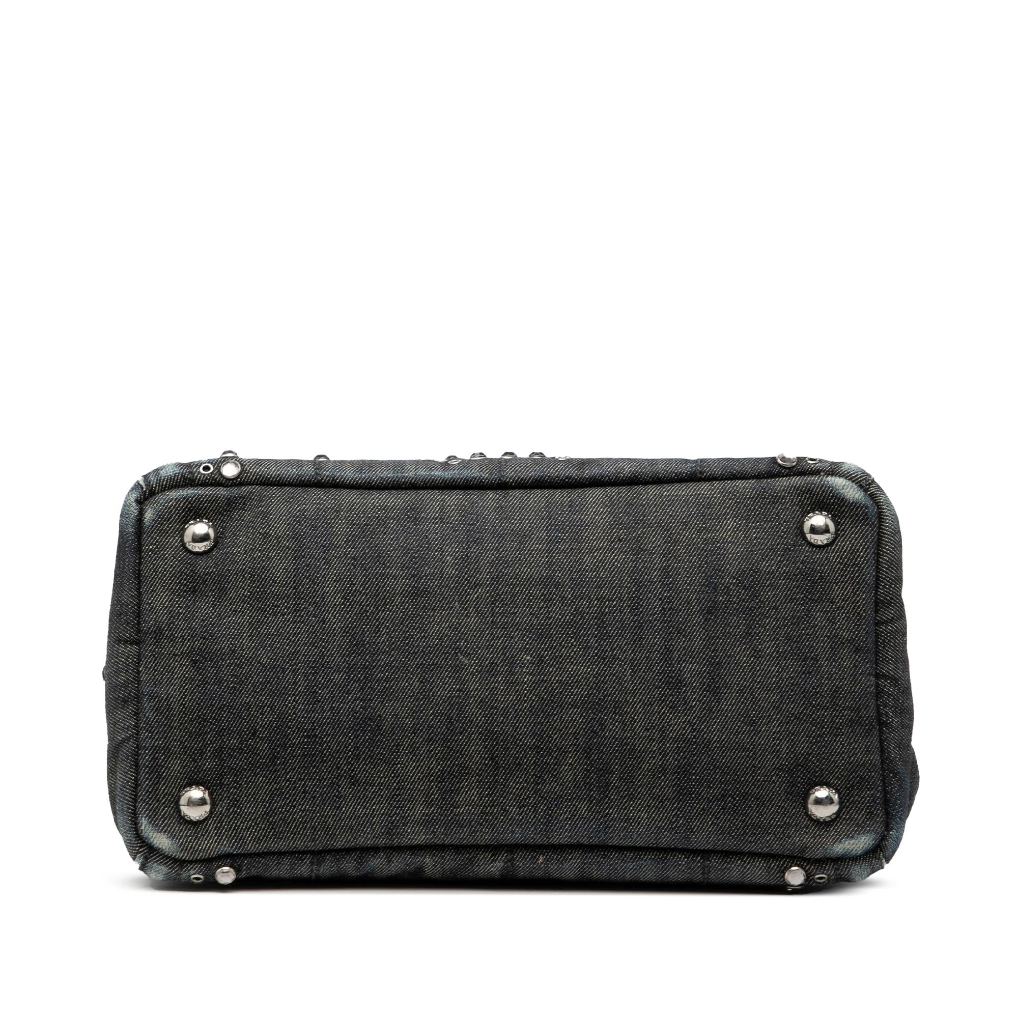 Prada Small Denim Canapa Bijoux and Grommet Satchel