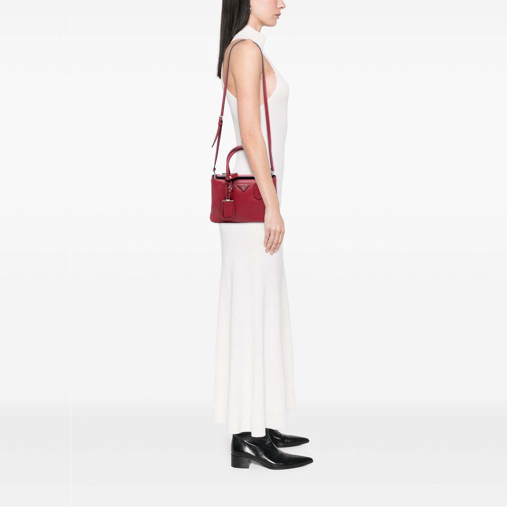 Prada Small Saffiano Cuir Turnlock Twin Satchel