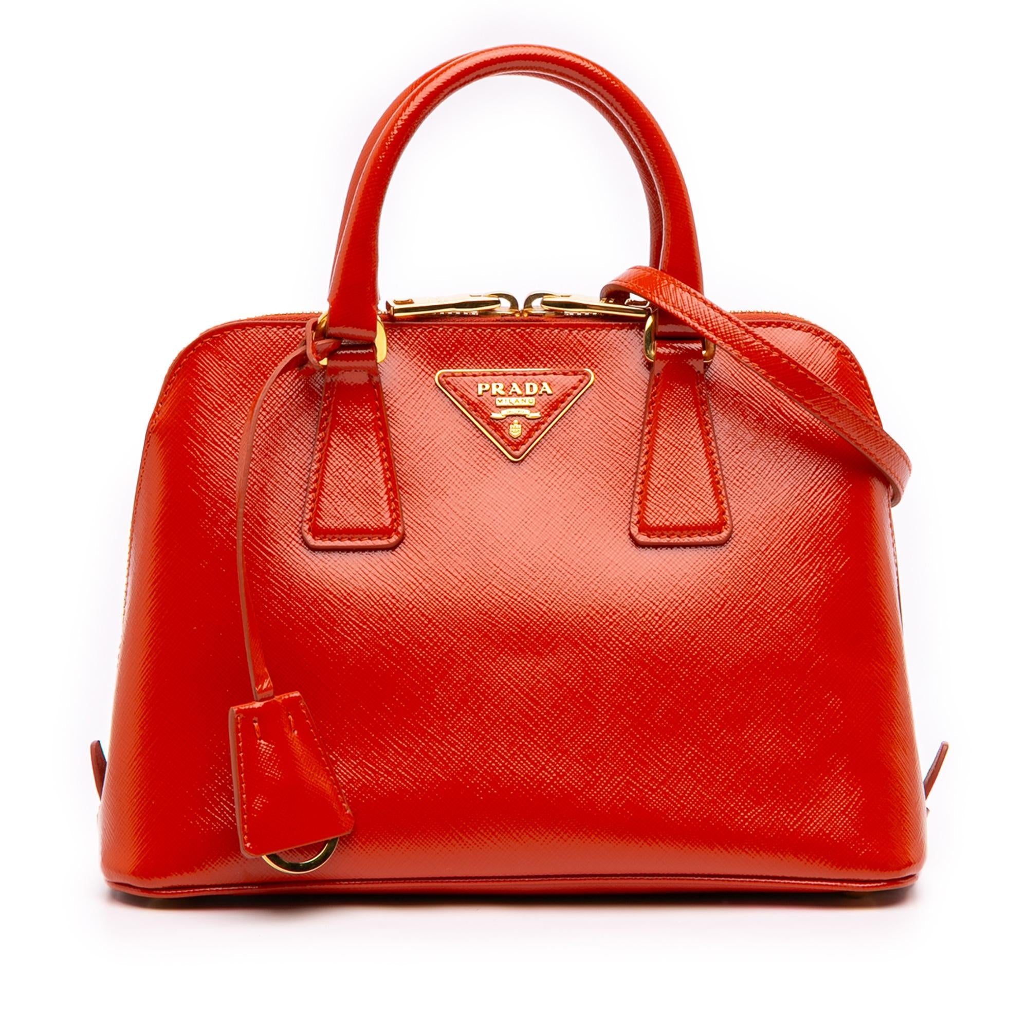 Prada Small Saffiano Vernice Promenade Satchel