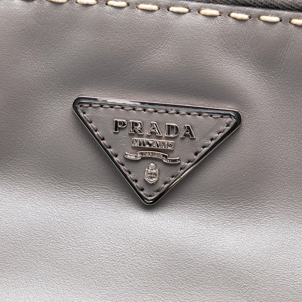 Prada Smooth Calfskin Hand Stitched Double Handle Satchel