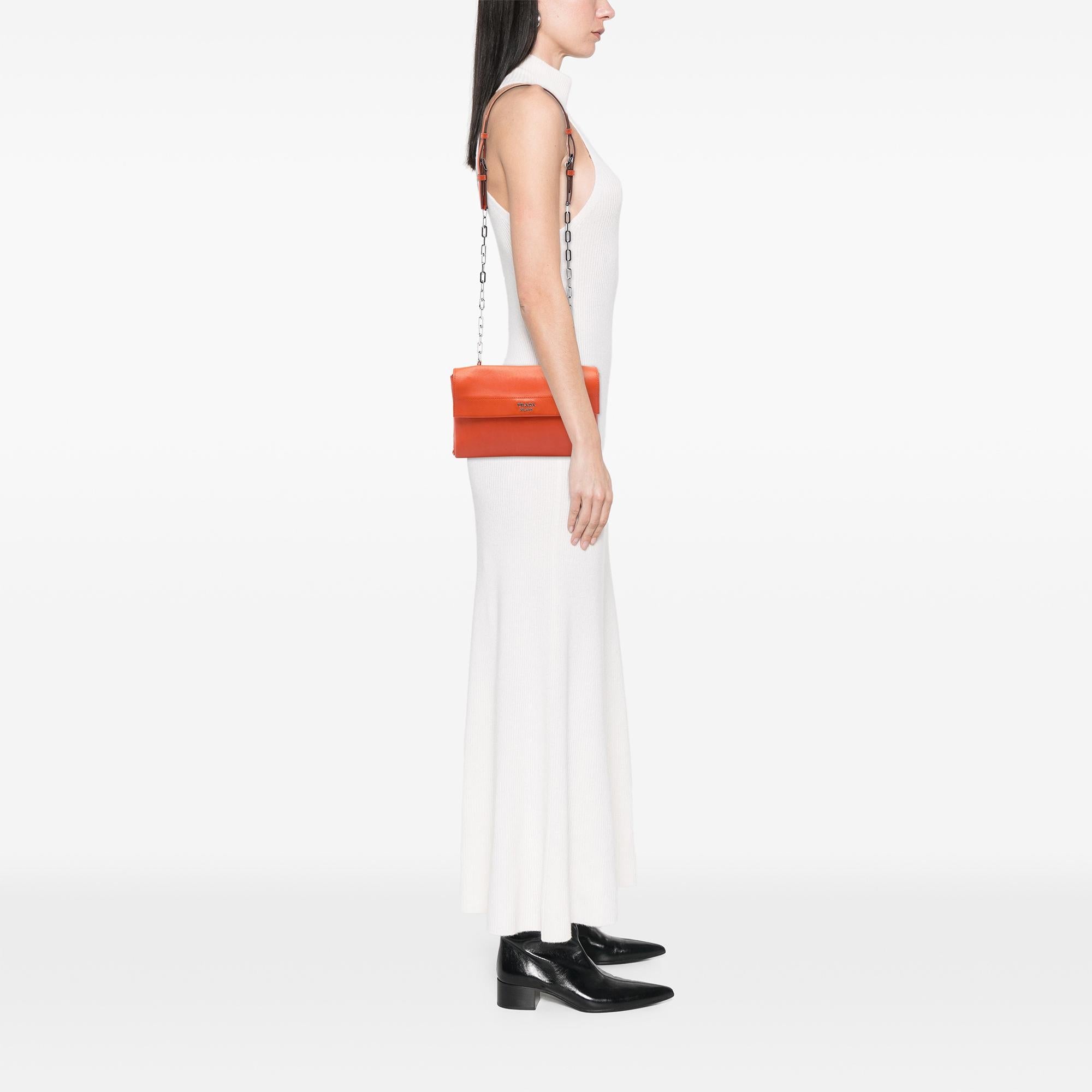 Prada Soft Calf Double Turnlock Crossbody