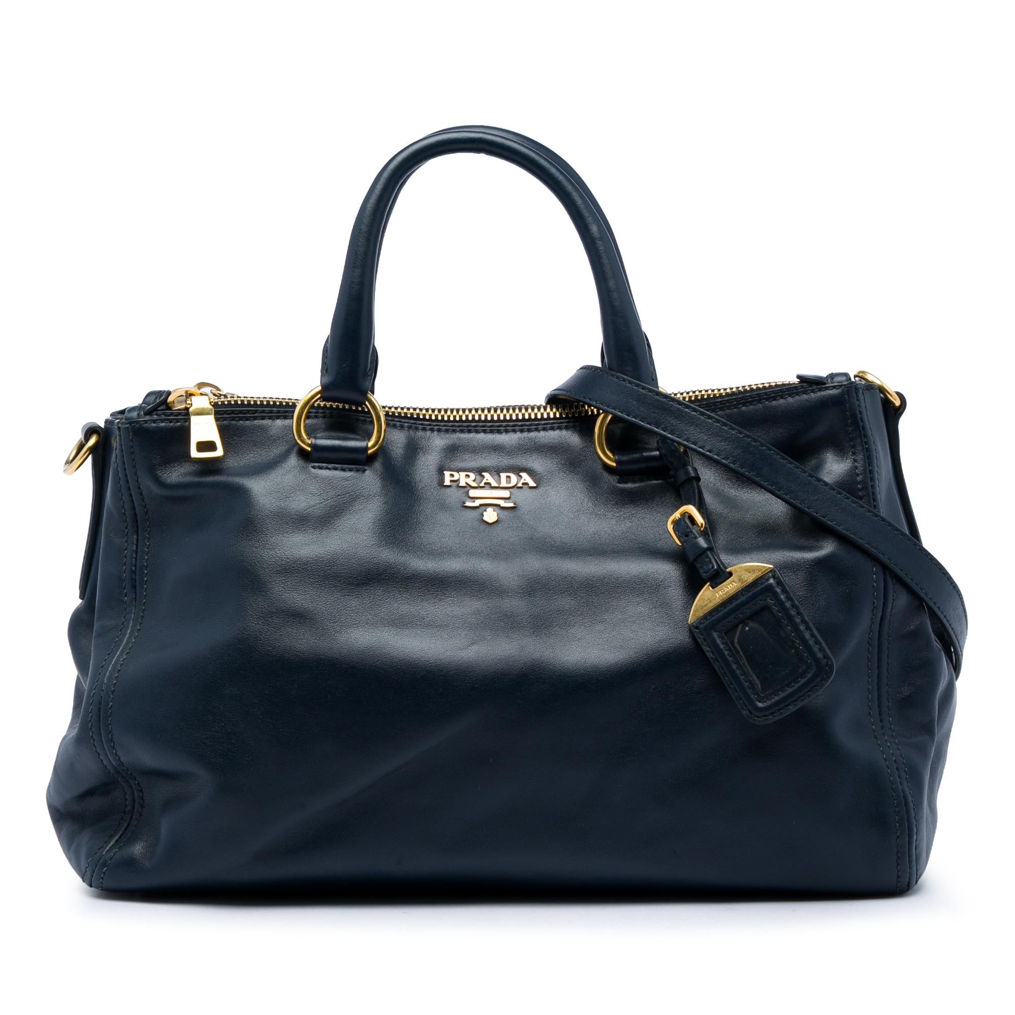 Prada Soft Calf Double Zip Convertible Tote
