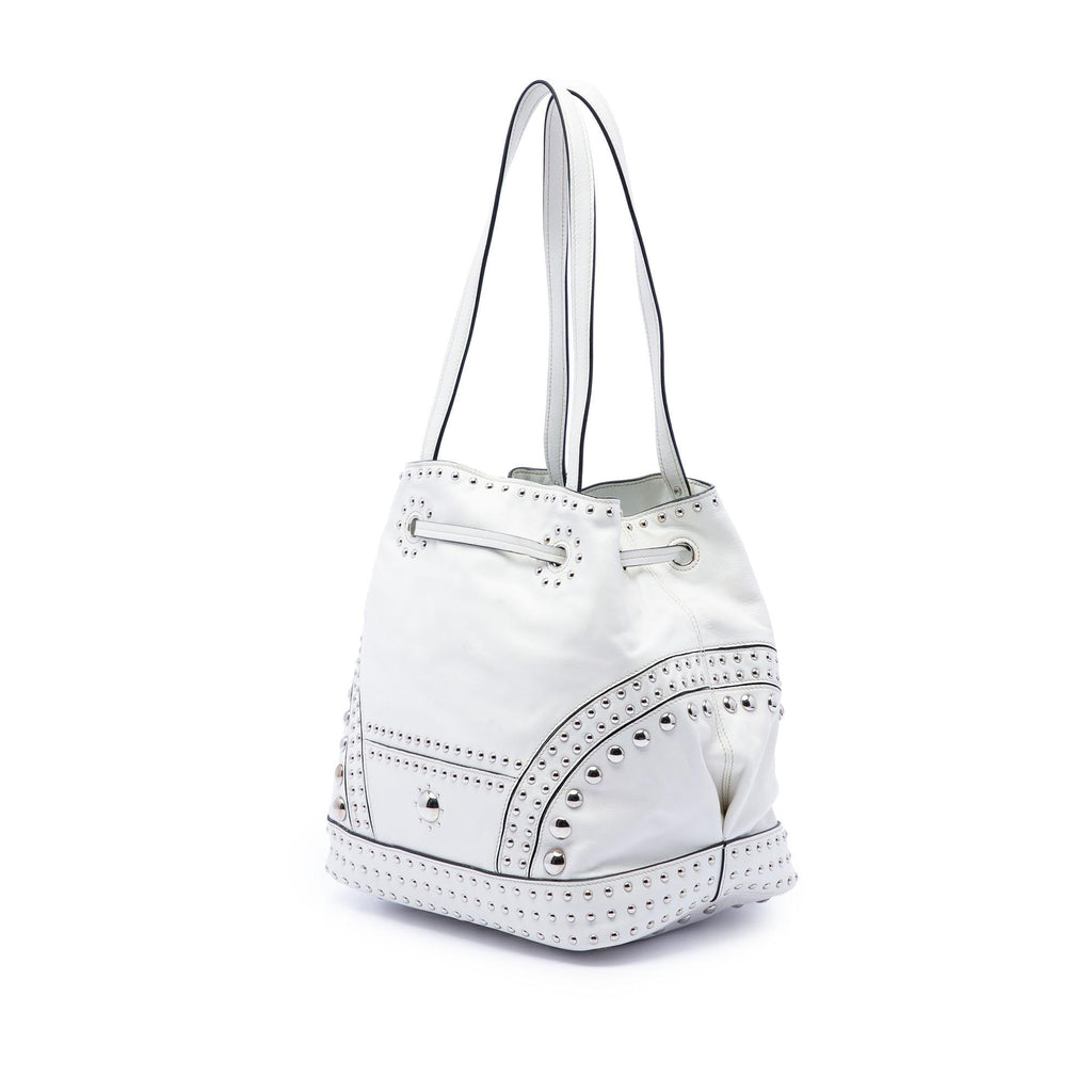 Prada Soft Calf Studded Bucket Bag