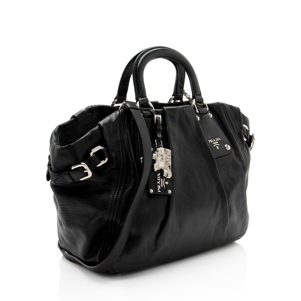 Prada Soft Calf Buckle Satchel