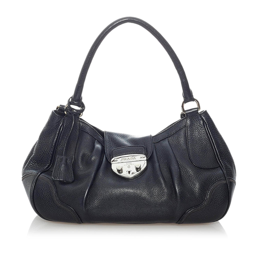 Prada Sound Lock Leather Shoulder Bag (SHG-31380)