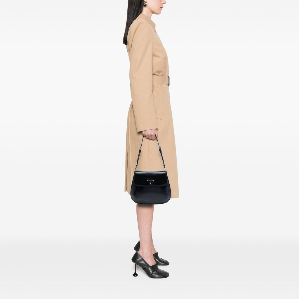 Prada Spazzolato Leather Cleo Flap Shoulder Bag