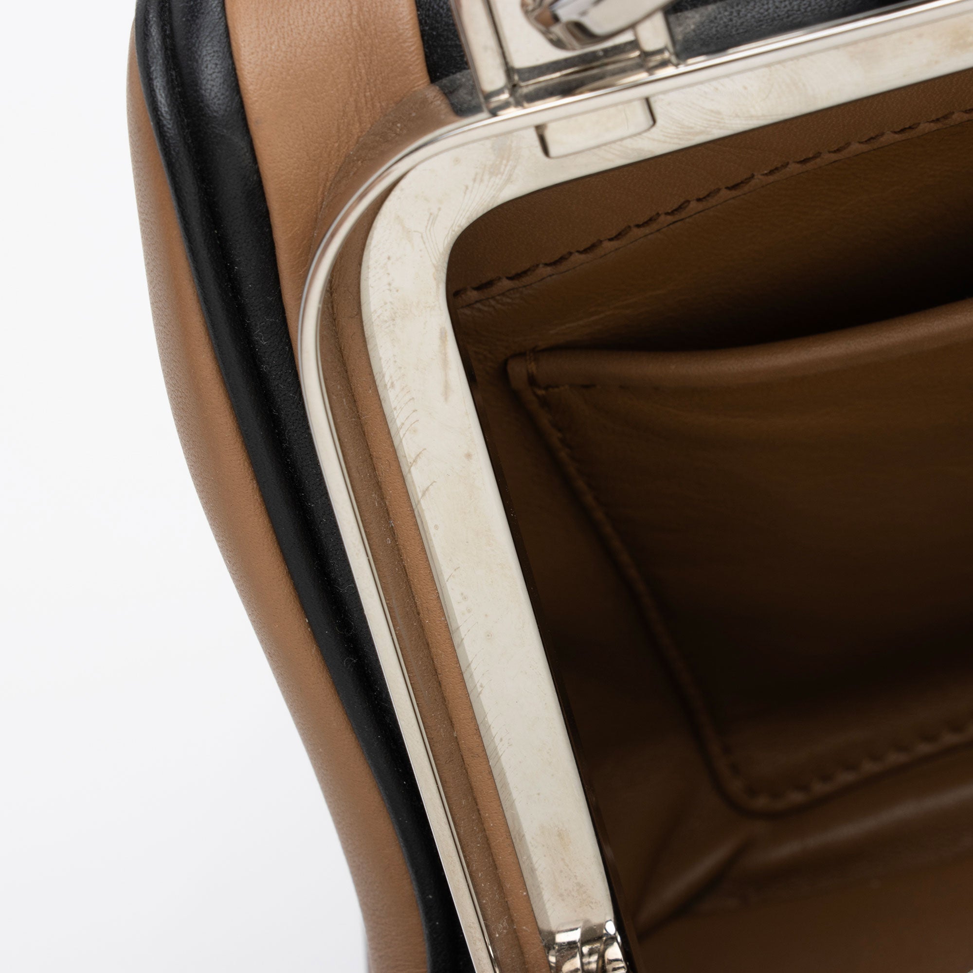 Prada Striped Calfskin Baiadera Frame Satchel (SHF-alSkQj)