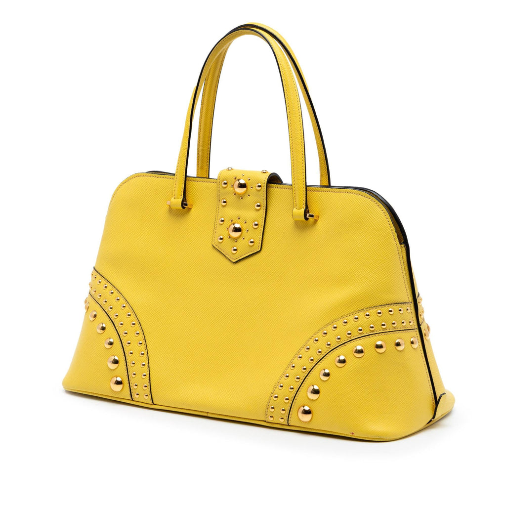 Prada Studded Saffiano Cuir Promenade Satchel