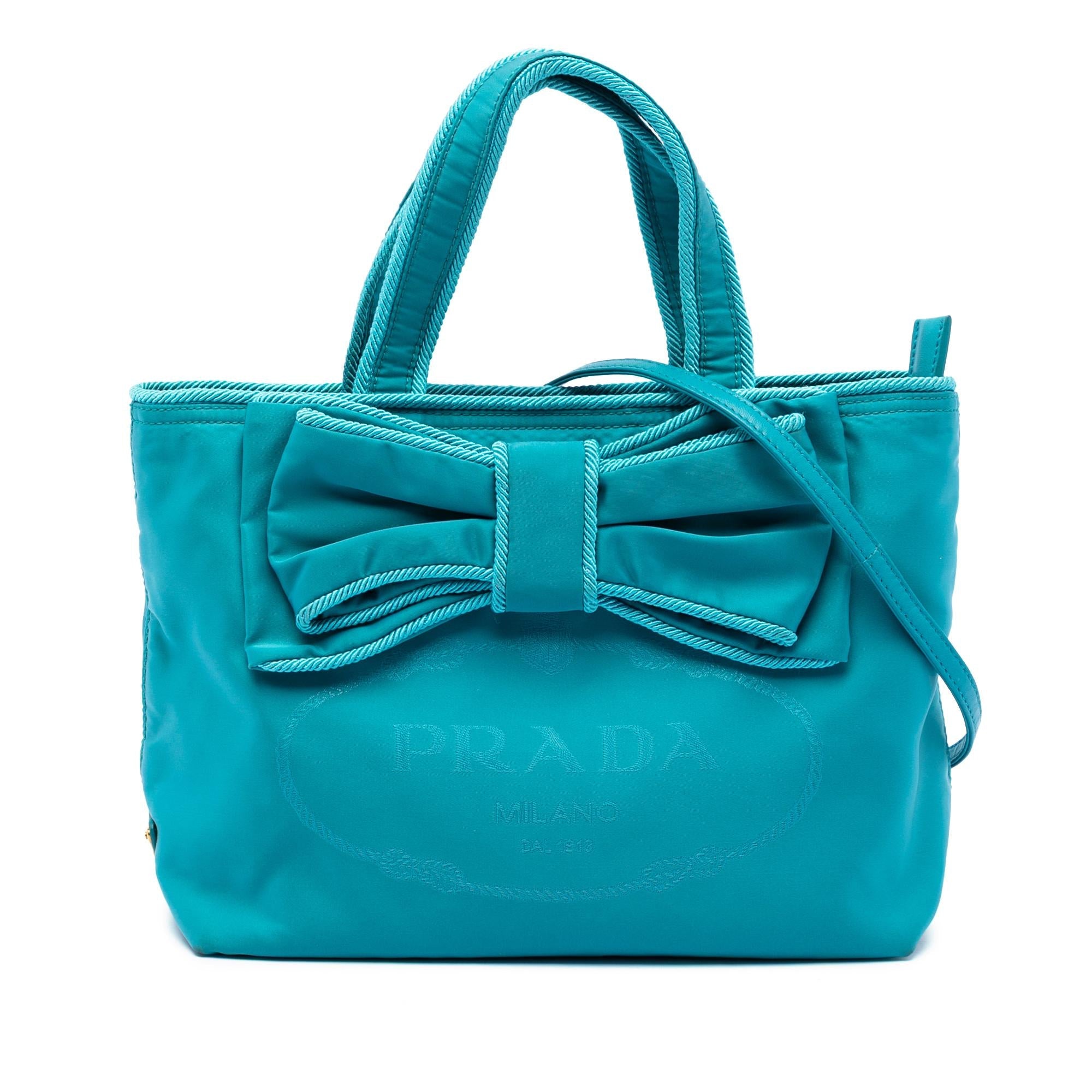Prada Tessuto Canapa Logo Bow Satchel