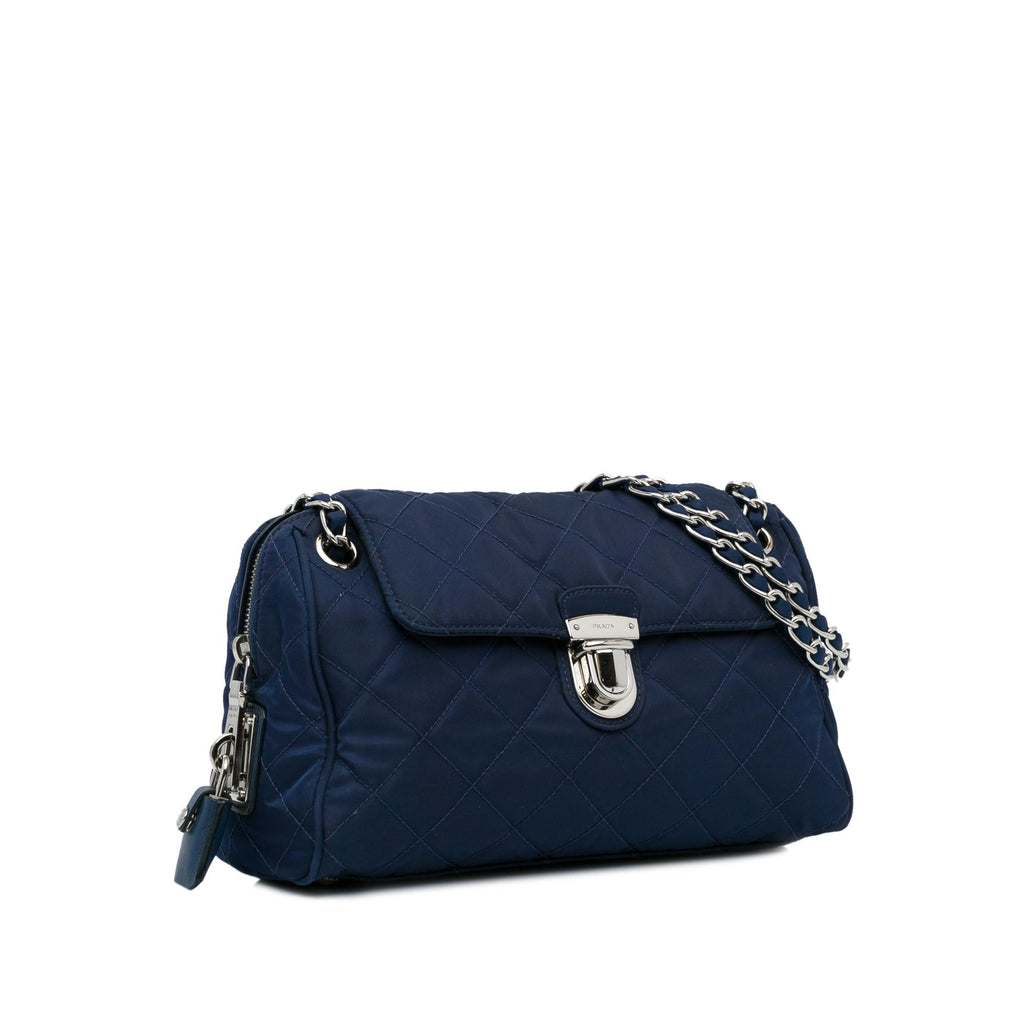 Prada Tessuto Impuntu Chain Flap Shoulder Bag (SHG-9JSQjl)