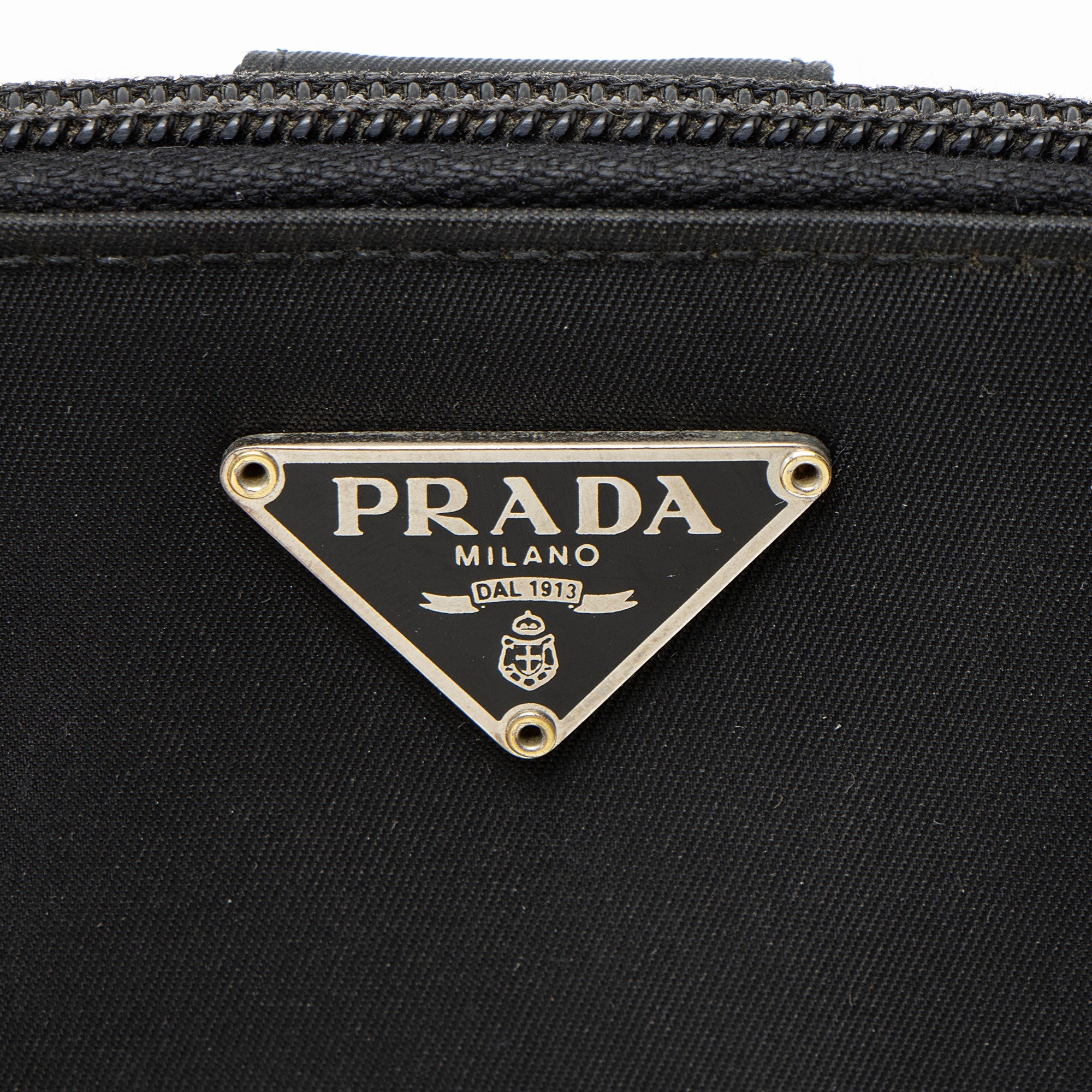 Prada Tessuto Saffiano Compact Bifold Zip Around Wallet