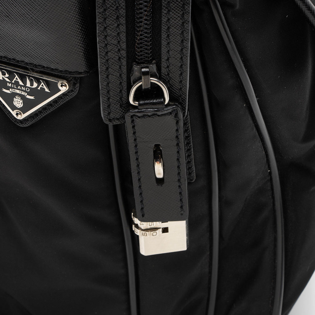 Prada Tessuto Saffiano Leather Double Buckle Messenger