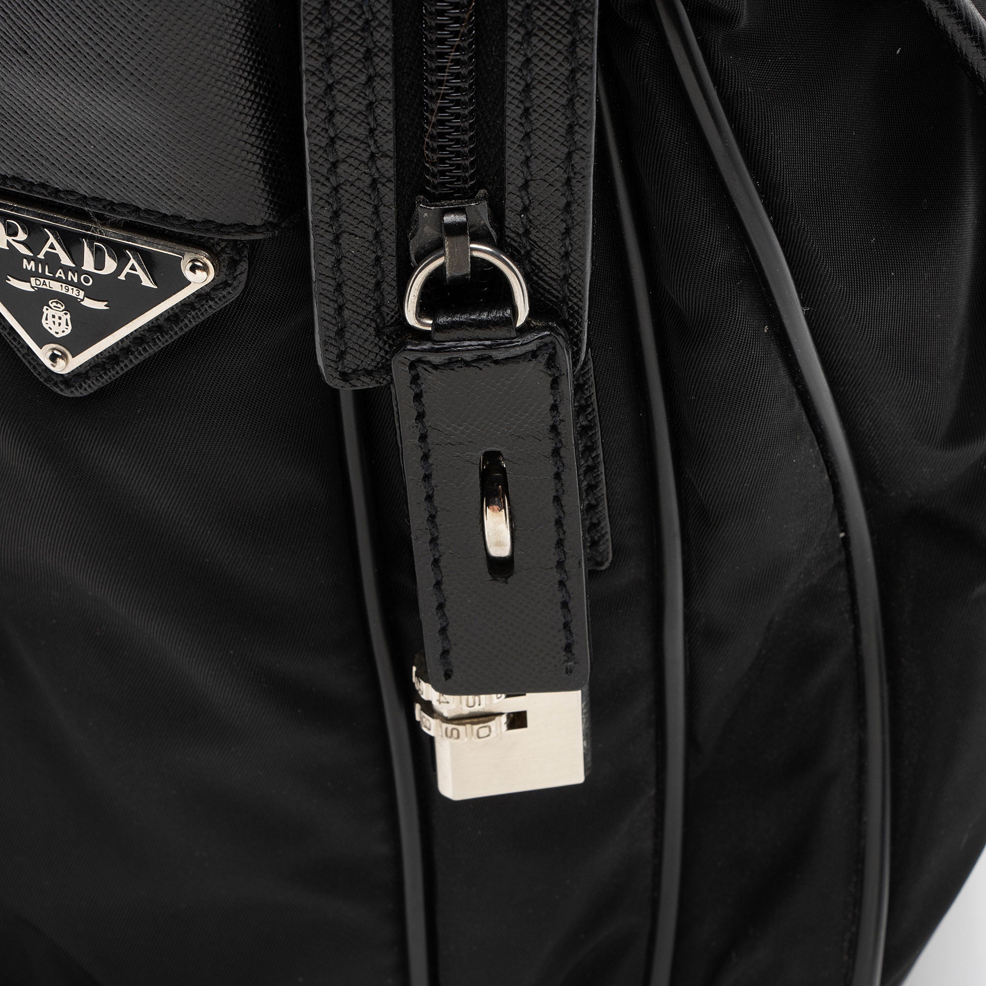 Prada Tessuto Saffiano Leather Double Buckle Messenger