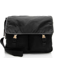 Prada Tessuto Saffiano Leather Double Buckle Messenger