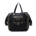 Prada Tessuto Whipstitched Logo Oro Tassel Satchel