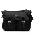 Prada Tessuto Zip Double Buckle Messenger Bag