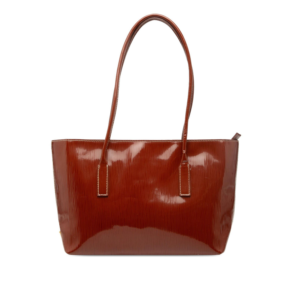 Prada Textured Patent St Grana Paglia Tote