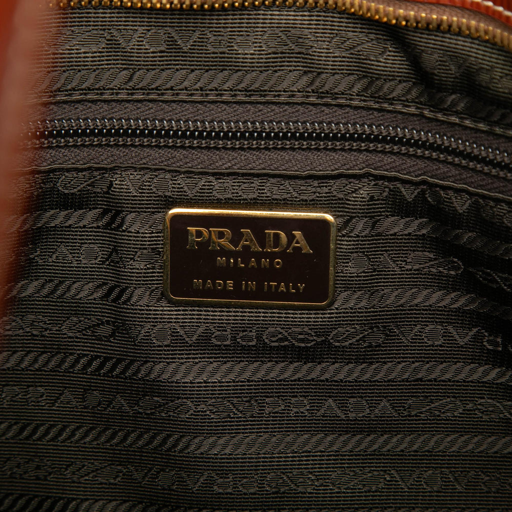 Prada Textured Patent St Grana Paglia Tote