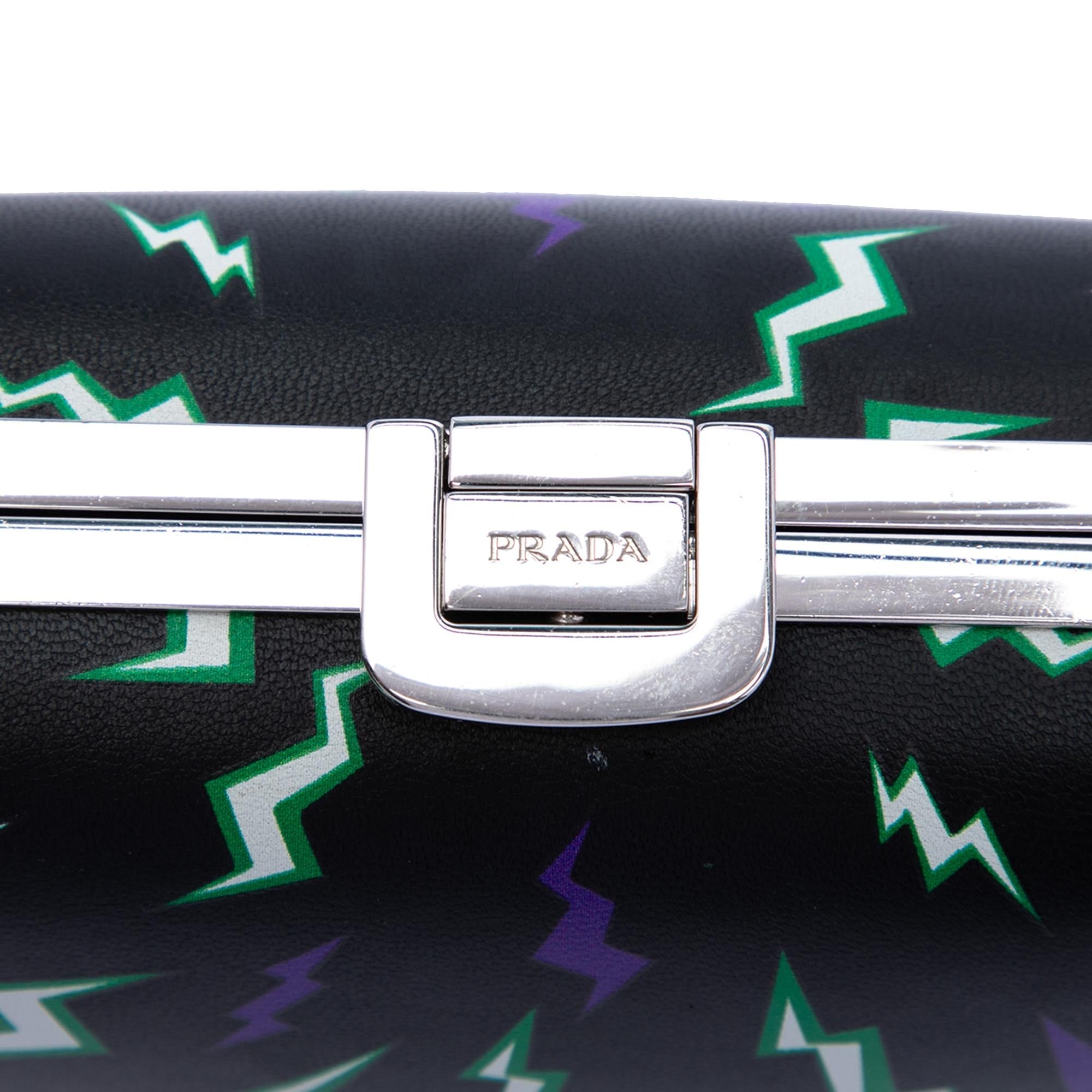 Prada Universal Studios Leather Thunder Frankenstein Clutch with Chain