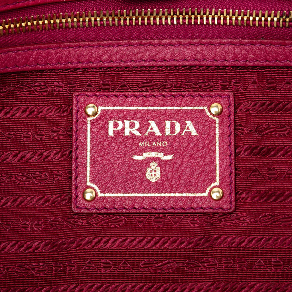 Prada Vitello Daino Embossed Canapa Logo Open Convertible Tote