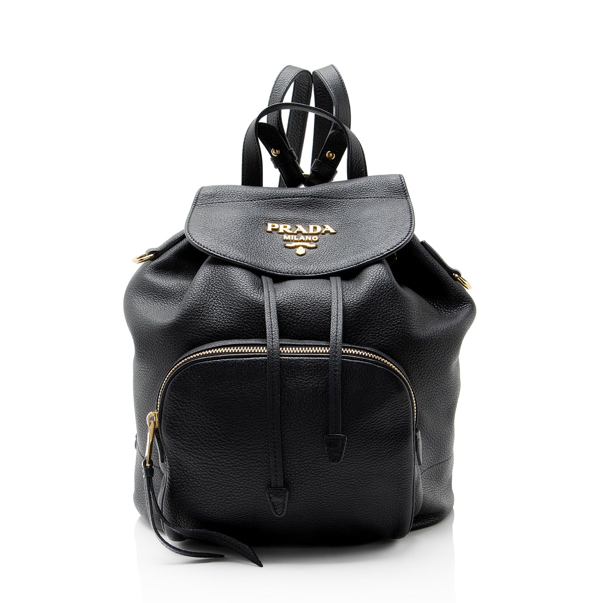 Prada Vitello Daino Drawstring Flap Backpack