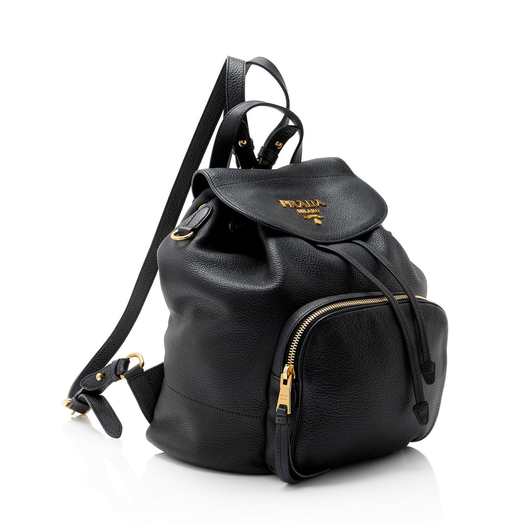 Prada Vitello Daino Drawstring Flap Backpack