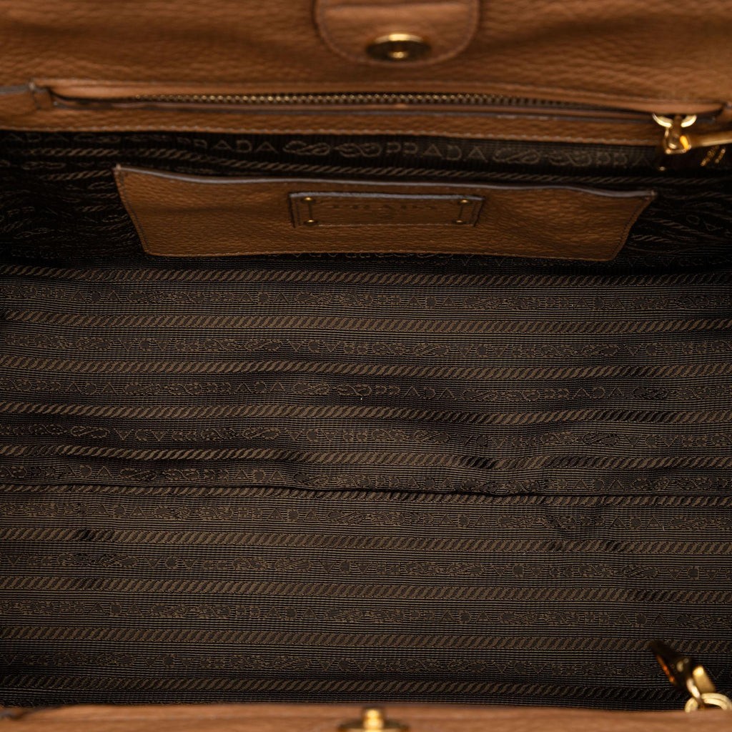 Prada Vitello Daino Front Pocket Open Convertible Tote
