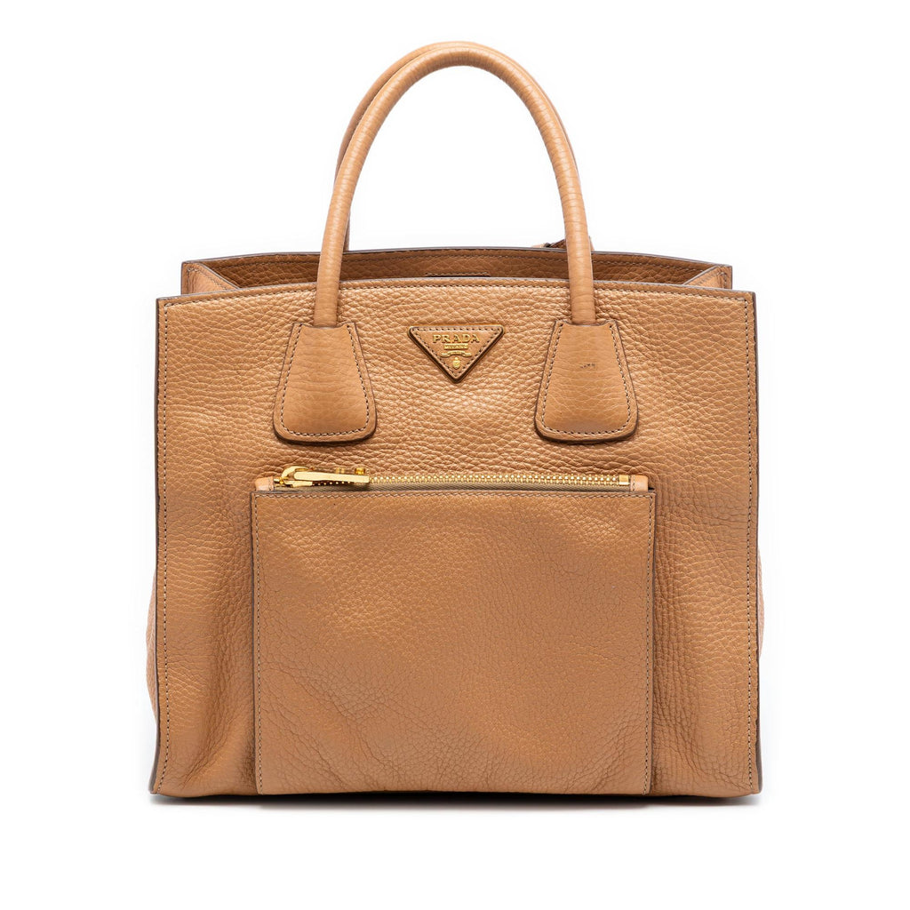 Prada Vitello Daino Front Pocket Open Convertible Tote