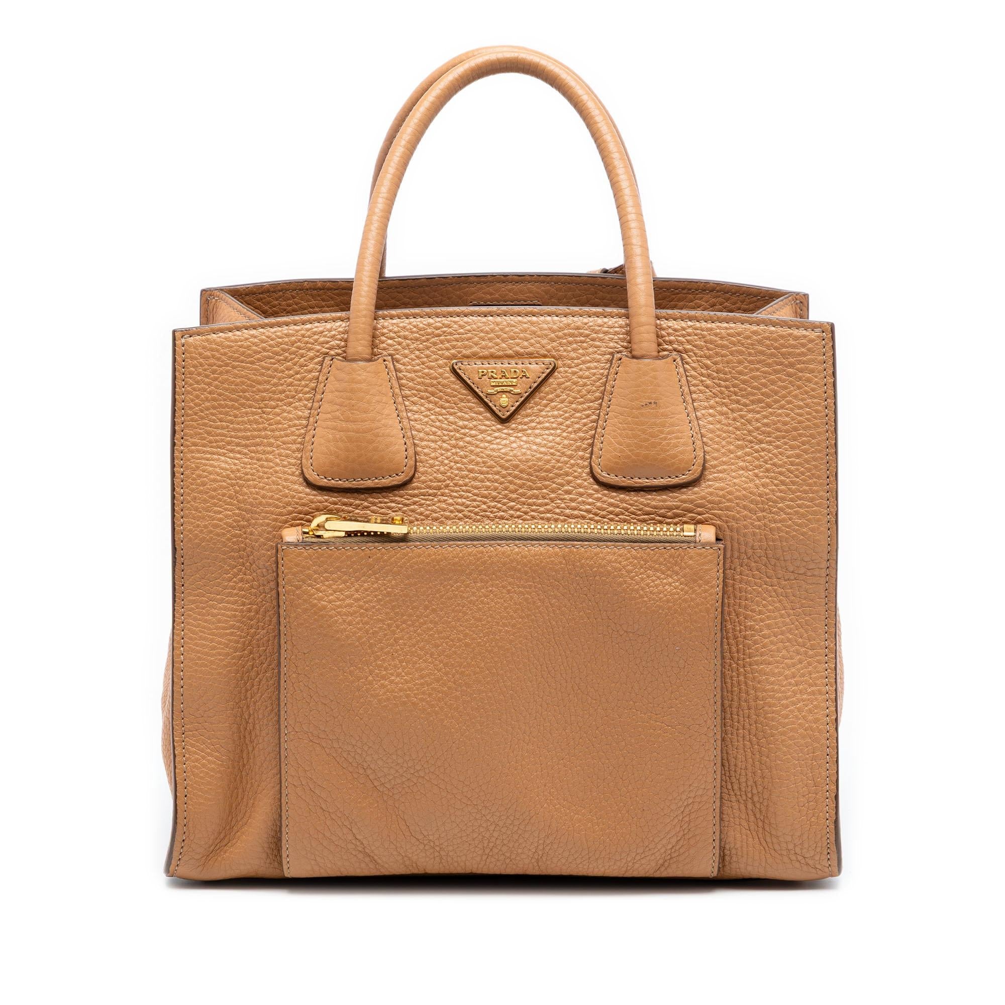 Prada Vitello Daino Front Pocket Open Convertible Tote